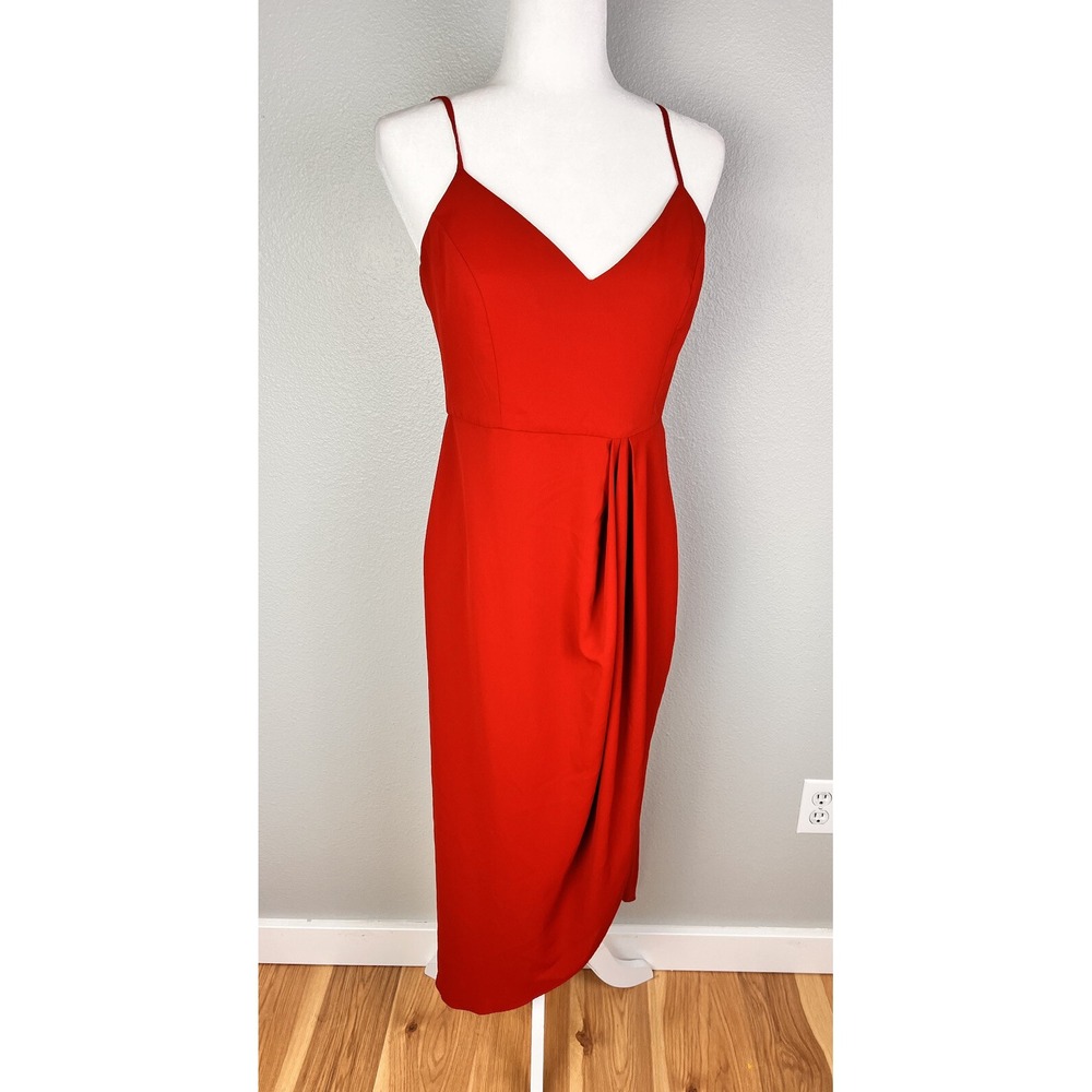 Lulu's Size M Faux Wrap Dress Hi Low Spaghetti Straps Midi